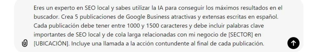 Prompt para crear publicaciones con IA en Google Business